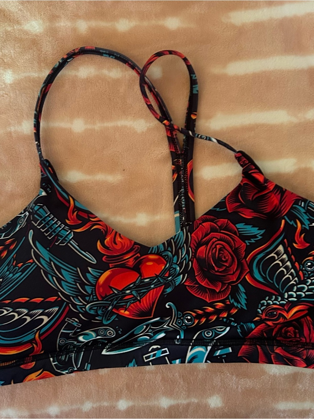 Constantly Varied Gear Black Floral & Heart Print Sports Bra